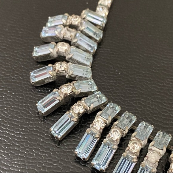 Vintage Unsigned Juliana? Purplish Blue Topaz Bib Statement Choker Necklace 35g - Picture 13 of 16